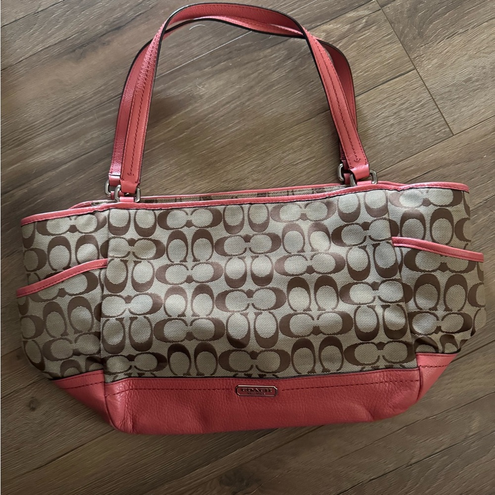 Coach Brown and Pink Shoulder Bag